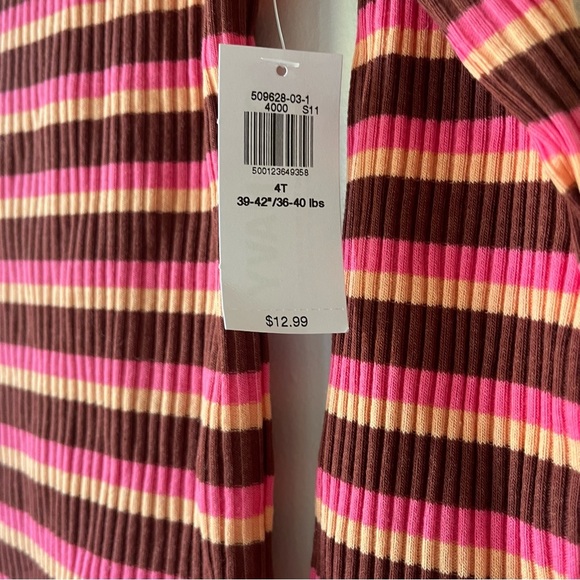 🌼 5/$25 Old Navy Girls 4T Striped Ribbed Mock Neck Long Sleeve Top NWT Retro - Picture 2 of 10